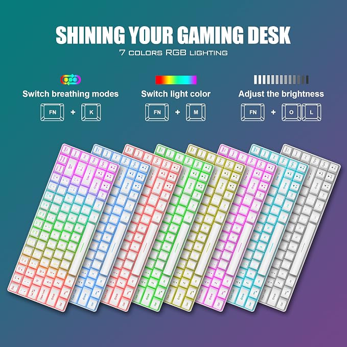 RedThunder 60% Mini Gaming Keyboard and Mouse Combo, Lightweight, Ultra-Compact 61 Keys RGB Backlit,7200 DPI Honeycomb Optical Mouse, Wired Gaming Set for PC MAC PS5 Xbox Gamer(White) - Image 3