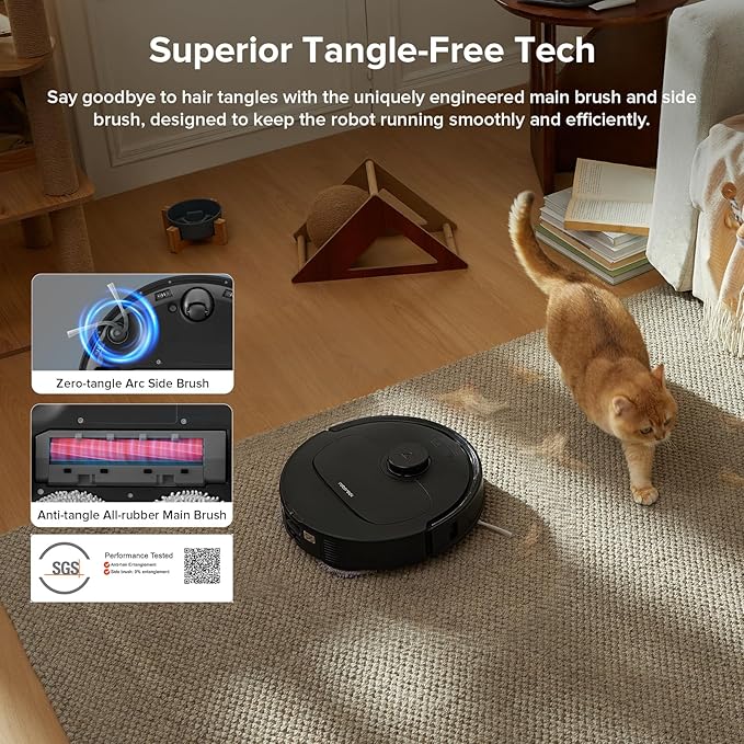 roborock Qrevo Series Robot Vacuum and Mop, Upgraded from Qrevo S | 8000Pa Suction, Anti-Tangle Brushes, Smart Obstacle Avoidance, Auto Mop Washing, All-in-One Dock, Spinning Mop, Black(QV 35A) - Image 4