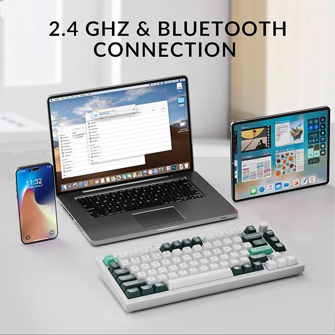 Keychron Q1 HE Wireless Custom Magnetic Keyboard, QMK Launcher | Rapid Trigger 2.4 GHz & Bluetooth 5.2 with Gateron Double-Rail Magnetic Switch for Mac Windows Linux (Hot-swappable) - White - Image 2