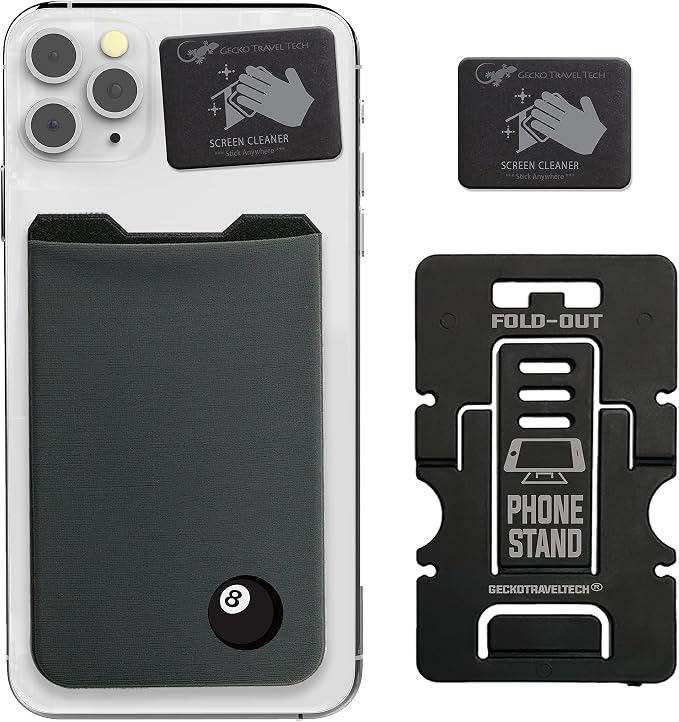 Phone Wallet - Adhesive Card Holder - Cell Phone Pouch - Stick on Lycra Pocket by Gecko - Carry Credit Cards and Cash by GeckoTravelTech