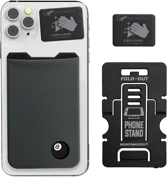 Phone Wallet - Adhesive Card Holder - Cell Phone Pouch - Stick on Lycra Pocket by Gecko - Carry Credit Cards and Cash by GeckoTravelTech