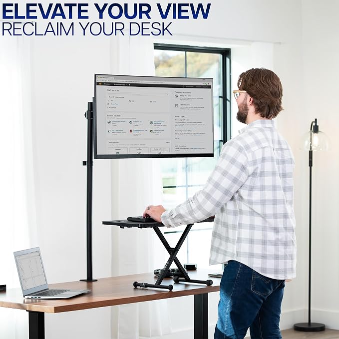 VIVO Extra Tall Single Monitor Desk Mount, 39 inch Pole VESA Stand for 13 to 32 inch Screens and up to 38 inch Ultrawides, Holds 22 lbs, Black, STAND-V011 - Image 9