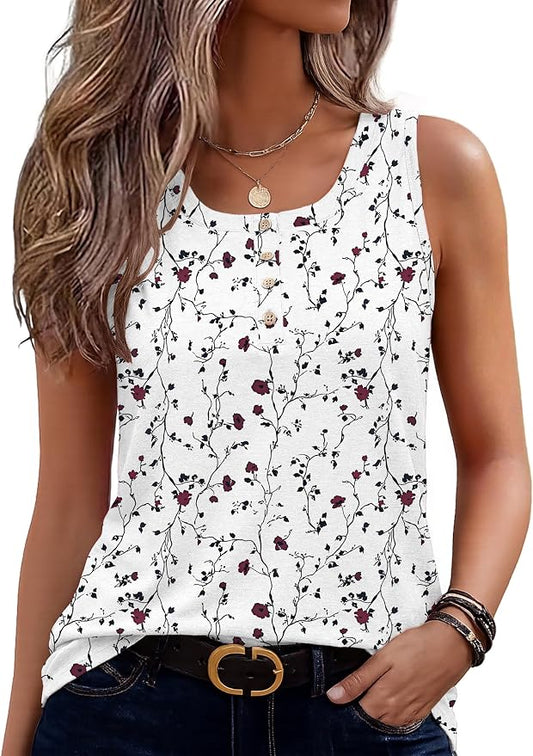 Zeagoo Womens Tank Tops Summer Sleeveless Tops Loose Button Henley Shirts Crew Neck Dress Casual 2026 Clothes by Zeagoo