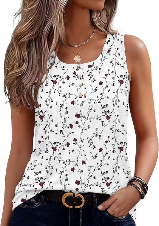 Zeagoo Womens Tank Tops Summer Sleeveless Tops Loose Button Henley Shirts Crew Neck Dress Casual 2026 Clothes by Zeagoo
