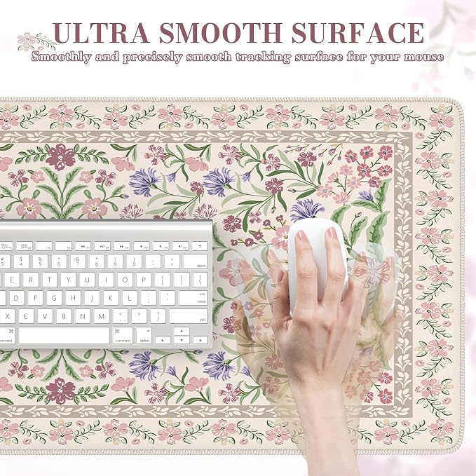 iCasso Desk Mat for Keyboard and Mouse, Large Mouse Pad,35.4x15.7in,Purple | Desk Pad for Women Home Office Decor Supplies, Desk Accessories, Non-Slip Mousepad with Stitched Edge, Smooth Water-Resistant - Image 3