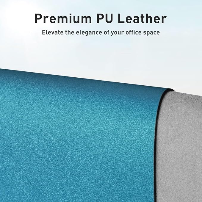 Aothia Faux Leather Desk Mat - Non-Slip PU Leather Desk Blotter, Waterproof Writing Surface, Large Desk Pad for Office & Home (Turquoise, 55" x 17") - Image 2