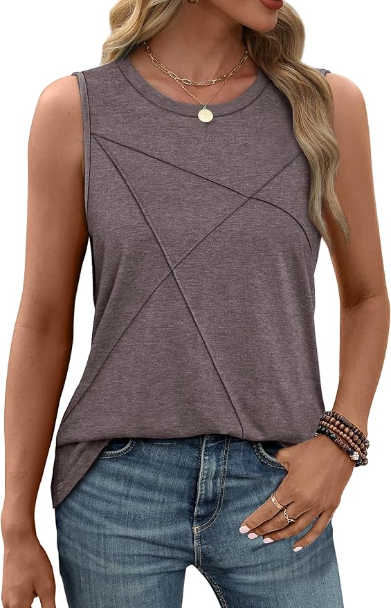 WIHOLL Women's Sleeveless Summer Crewneck Loose Fit Tank Tops - Image 2