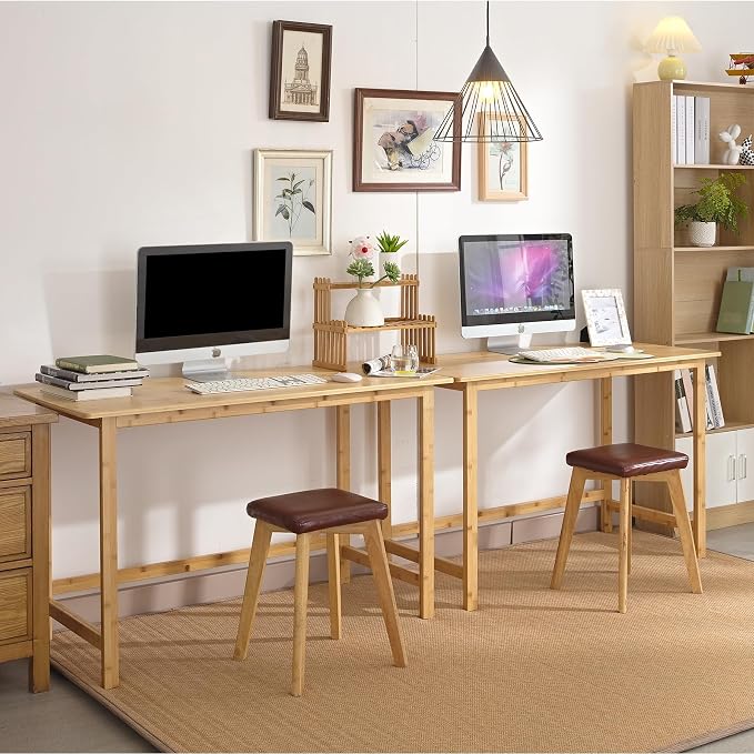 Nnewvante 47 Inch Computer Desk, Bamboo Writing Desk | Modern Simple Work Desk, for Home Office, Gaming Desk Study Table - Image 5