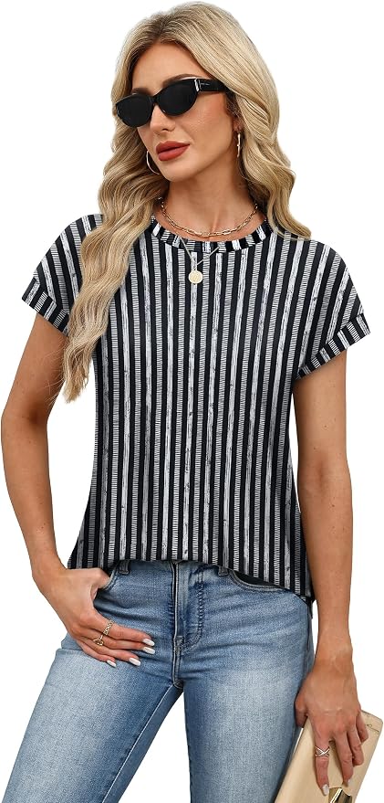 Alaroo Womens Summer Tops Short Sleeve Shirts Crew Neck Tshirt Cute Trendy Tunic Blouses (S-3XL) - Image 3