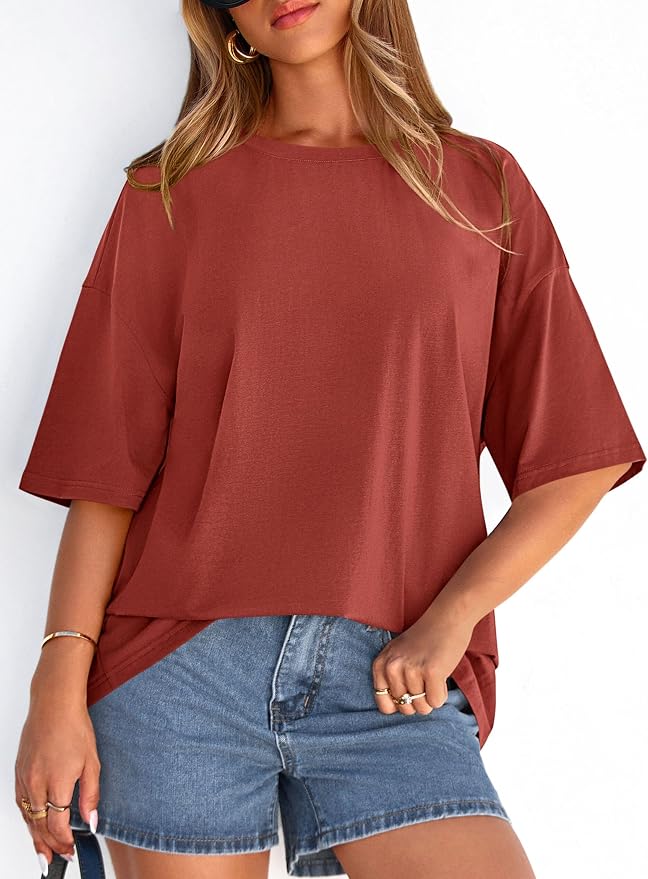 PRETTYGARDEN Womens 2026 Spring Going Out Tops Casual Short Sleeve Crewneck Loose Fit Basic Oversized T Shirts Summer Outfits - Image 2