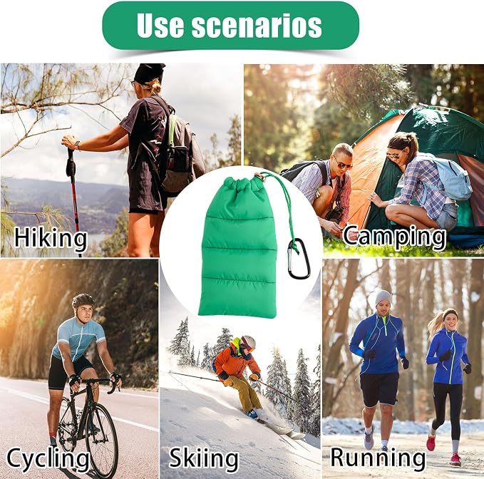 Lyreh Thermal Phone Pouch, Down Cotton Warm Phone Case Cover Bags Prevents Freezing & Overheating Protector Cellphone Pouch with Carabiner Ideal for Outdoor Camping Hiking Skiing (Green) - Image 7
