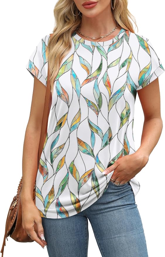 Alaroo Womens Summer Tops Short Sleeve Shirts Crew Neck Tshirt Cute Trendy Tunic Blouses (S-3XL) - Image 2