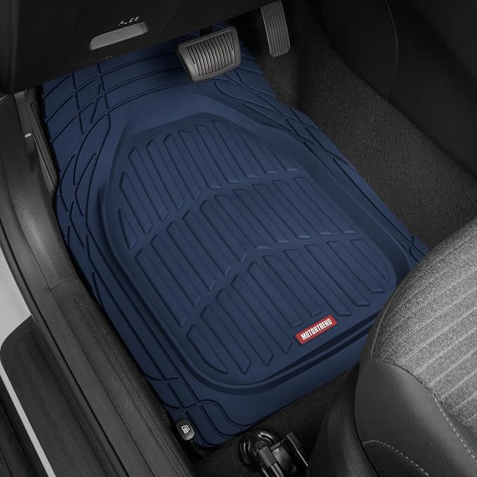 Motor Trend FlexTough Floor Mats for Cars, Blue Deep Dish All-Weather Car Mats, Waterproof Trim-to Fit Automotive Floor Mats for Cars Trucks SUV, Universal Floor Liner Car Accessories - Image 2