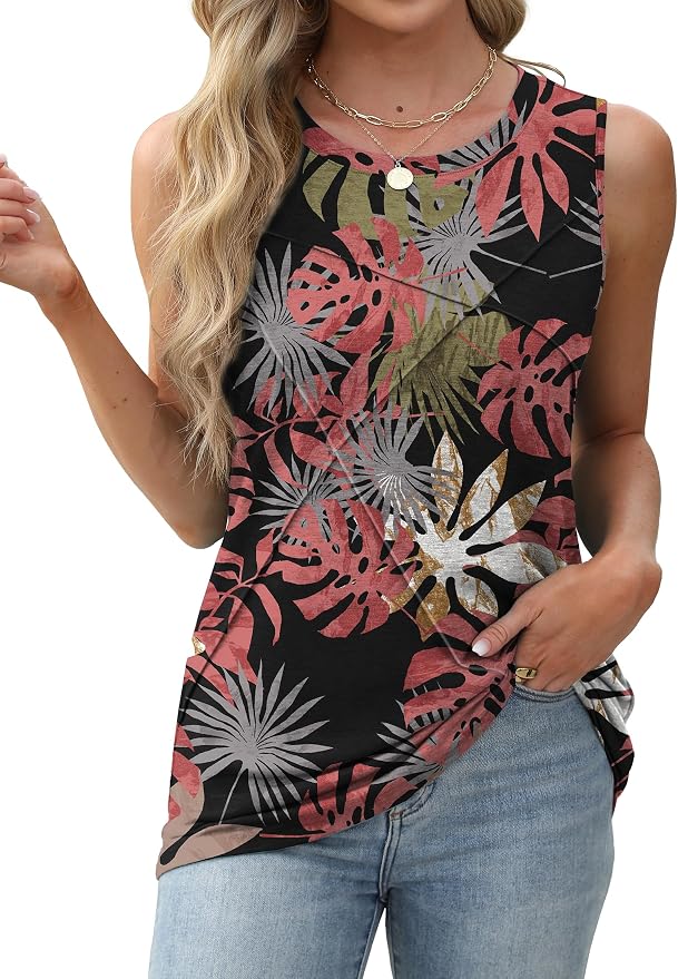 WIHOLL Women's Sleeveless Summer Crewneck Loose Fit Tank Tops - Image 3