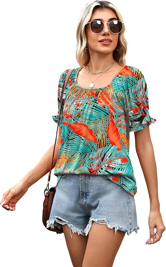 WIHOLL Womens Short Sleeve Square Neck Summer Tops Dressy Casual Blouses Trendy Clothes 2026 - Image 4