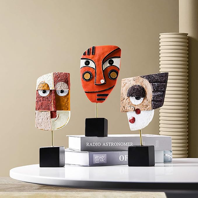 Smile - Handcrafted Statues Resin Abstract Sculpture for Home Decor Modern,African Art Tribal Figurines Decorations Items Accents Influencer Picks for Bookshelf,TV Stand,Living Room,Nightstand - Image 2