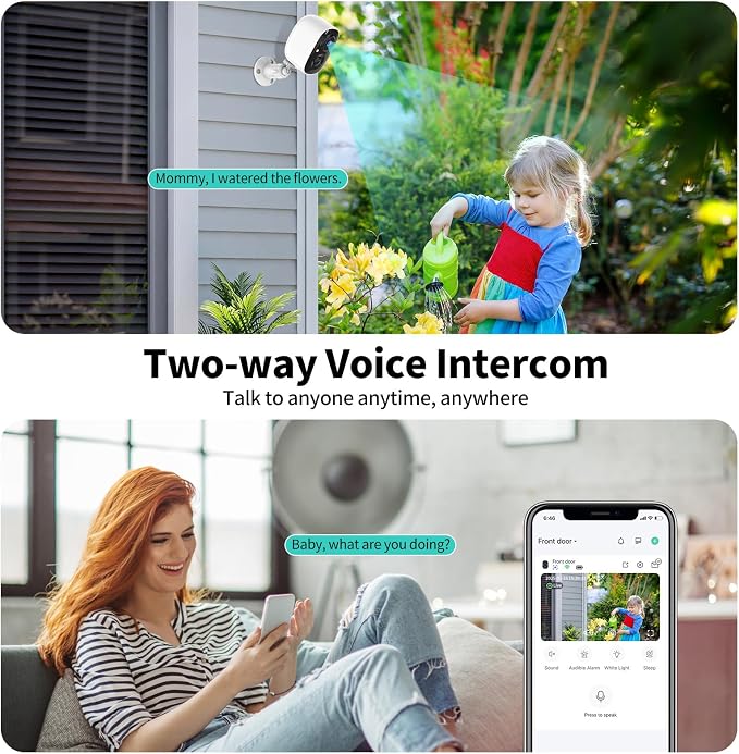 2K UHD Smart Wireless Security Camera Indoor/Outdoor,Battery Powered WiFi Camera with Color Night Vision, Motion Detection, 2-Way Audio, Weatherproof, Cloud/SD Storage for Home Security (2.4GHz Only) - Image 3