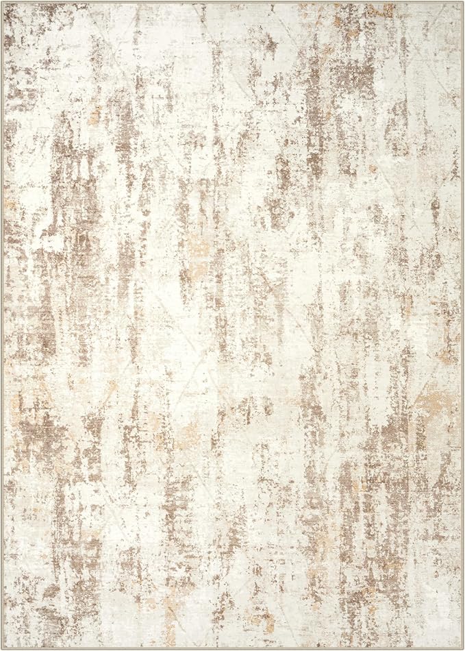 5x7 Area Rugs Washable Rug: Modern Abstract Living Room Rug Soft Anti-Skid Thin Carpet Indoor Floor Non-Shedding Carpets for Bedroom Dining Room Farmhouse Nursery Home Office - Beige Grey - Image 3