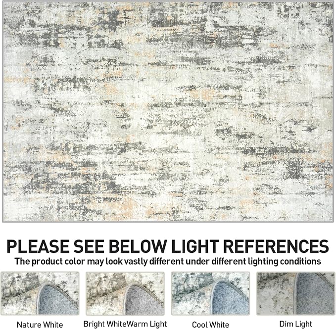 8x10 Area Rugs Washable Rug: Modern Abstract Living Room Rug Soft Anti-Skid Thin Carpet Indoor Floor Non-Shedding Carpets for Bedroom Dining Room Farmhouse Nursery Home Office Grey Brown - Image 8