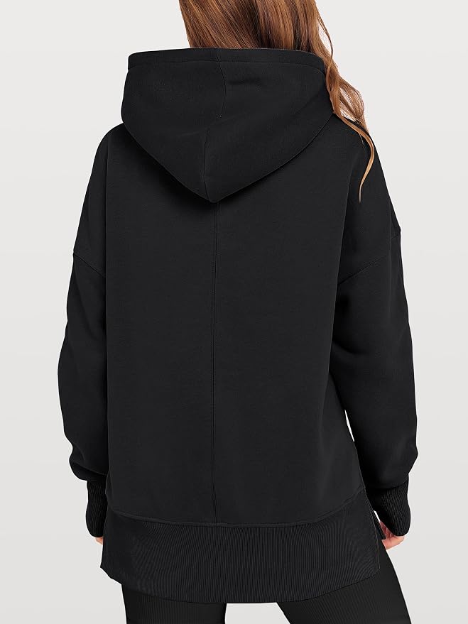 ANRABESS Womens Oversized Hoodies Long Sleeve Fleece Side Slit Hooded Sweatshirts Pullover 2026 Fall Outfits Y2K Clothes - Image 5