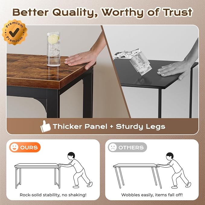 Huuger 63 x 24 inch Desk with Power Outlets & USB-C, Deeper & Thicker Desktop, Robust Metal Tubes, Computer Desk, Heavy Duty Office Desk, Work Gaming Desk, for Home Office, Rustic Brown - Image 6
