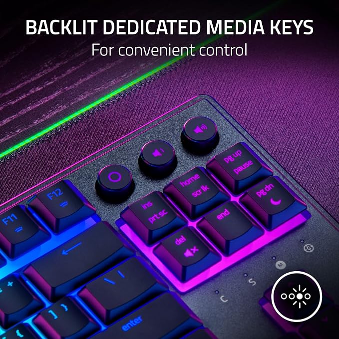 Razer Ornata V3 TKL Gaming Keyboard, Low-Profile Keys, Black | Mecha-Membrane Switches, UV-Coated Keycaps, Backlit Media Keys, 8-Zone RGB Lighting, Spill-Resistant, Magnetic Wrist Rest - Image 5