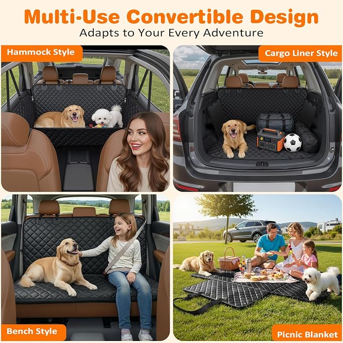 URPOWER 900D Heavy Duty Scratch Proof Dog Car Seat Cover for Pets 100% Waterproof Seat Cover Hammock Nonslip Durable Soft Back Seat Covers for Cars and SUVs - Image 7