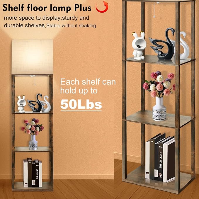 RUNTOP Plus Floor Lamp with Shelves, Modern Shelf Floor Lamp with 15W 3CCT LED Bulb and Memory Function, Wide Shelf Lamp for Display Storage, Standing Lamps for Living Room, Bedroom, Office, Corner - Image 4