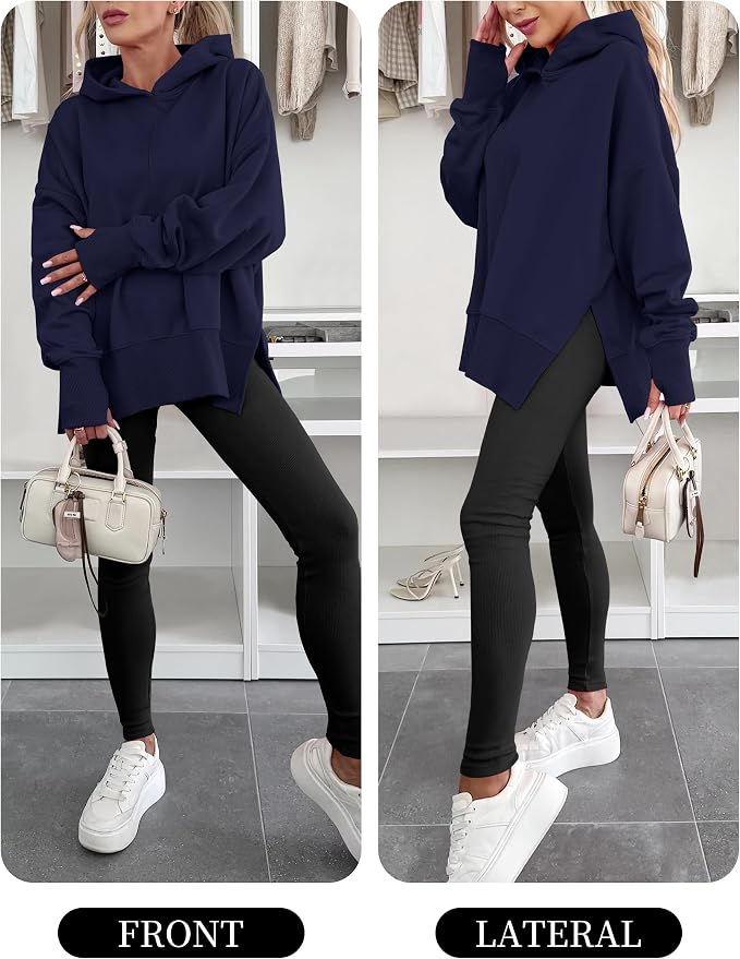 ANRABESS Womens Oversized Hoodies Long Sleeve Fleece Side Slit Hooded Sweatshirts Pullover 2026 Fall Outfits Y2K Clothes - Image 6