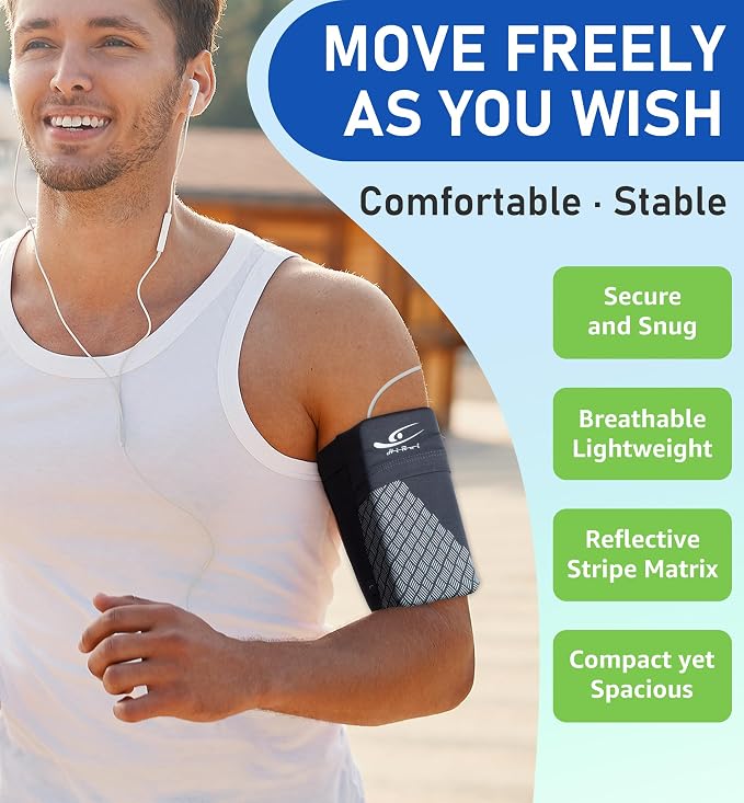 HiRui Universal Sports Armband Cell Phone Armband Sleeves Running Armband for Exercise Workout, Compatible with iPhone 17/17Plus/Pro/16/15/15Plus/14 Samsung Galaxy All Phones (X-Large, Black) - Image 2