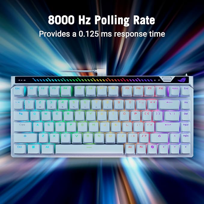 ASUS ROG Falchion Ace 75 HE Wired Analog/Hall Effect Gaming Keyboard – 75% TKL, USB, Hot Swappable HFX V2 Magnetic Switch, Rapid Trigger, 8KHz Polling, Carry Case, Web-Based Config – White - Image 5