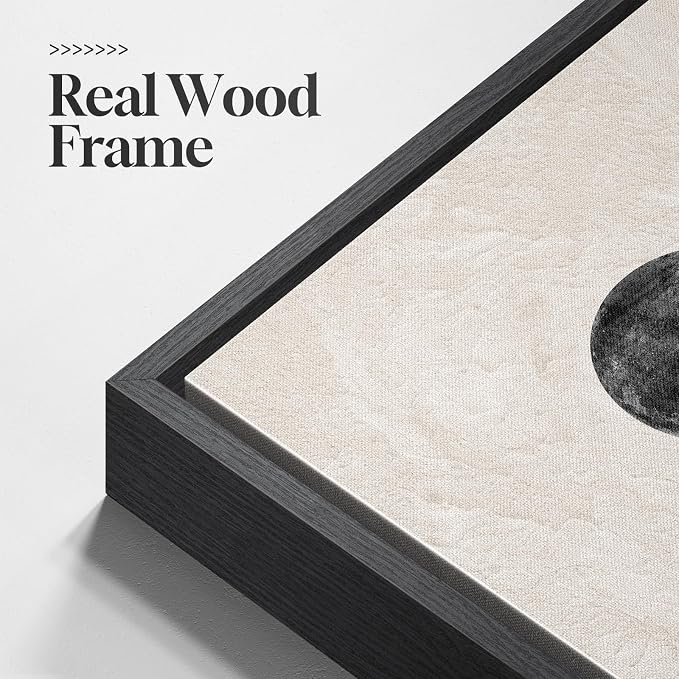 Large Framed Black and White Abstract Wall Art for Living Room, Set of 2 Modern Canvas Prints Paintings Artwork for Walls, Abstract Mountain and Moon Pictures for Bedroom Hallway Wall Decor 24x36 In - Image 5