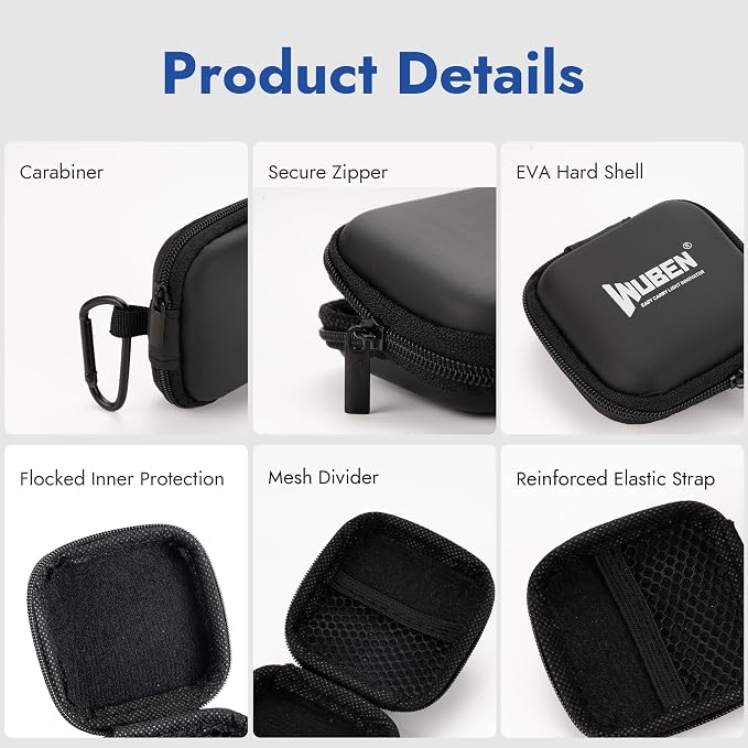 WUBEN G5 Flashlight Holster, EDC Portable Mini Flashlight Pouch, 75*75*30mm | EVA Storage Pouch, Compact Portable Carry Case for EDC Tools, Headphones & Small Accessories (Flashlight Not Included) - Image 3
