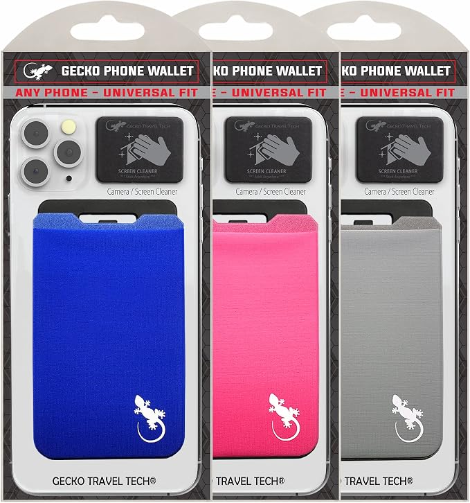 Phone Wallet - Adhesive Card Holder - Cell Phone Pouch - Stick on Lycra Pocket by Gecko - Carry Credit Cards and Cash - Image 2