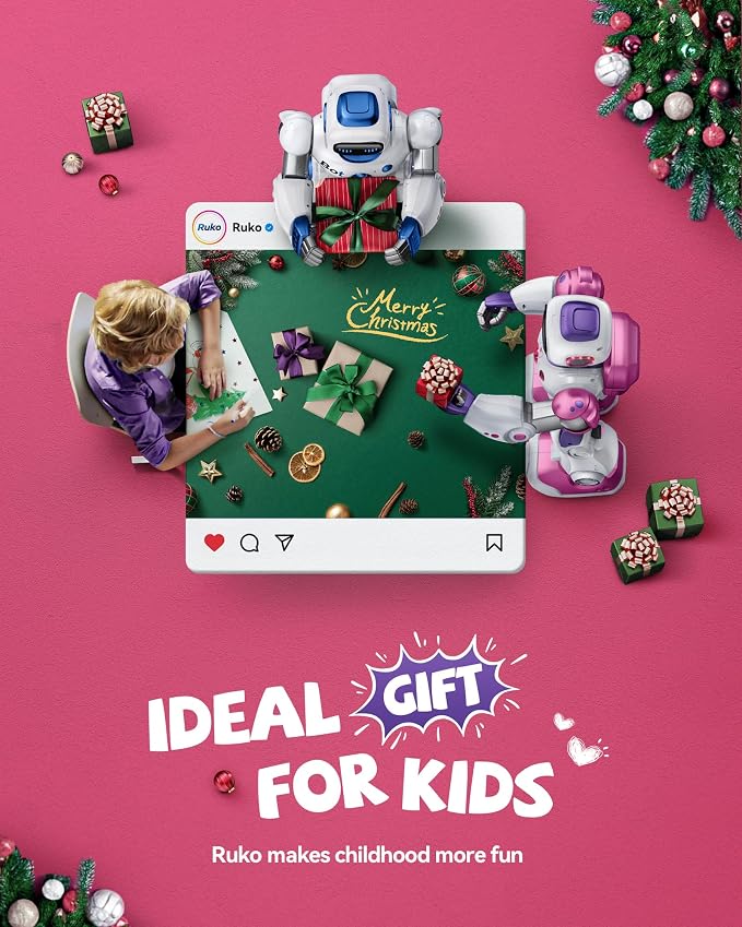 Ruko 1088 Interactive Robot Toy, Gifts for Boys & Girls Ages 4-9, Pink | Large Programmable Robot, Music & Dance, Rechargeable, Remote Control & App Control & Voice Command, Gifts for Boys & Girls - Image 2