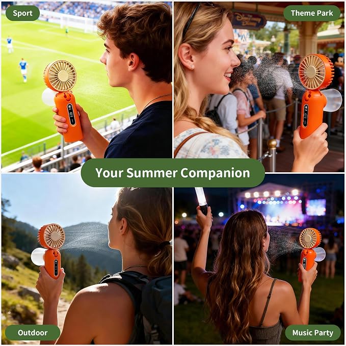 Weljoy Portable Mist Fan Blows Cold Air, 115ml Water Tank, IceMask Cooling Tech, 4000mAh 15H Battery, Handheld Fan for Beach, Music Festivals, Theme Parks, Sports, Outdoor Events, Travel, Summer Gift - Image 5