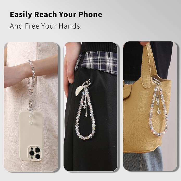 Phone Charm with Beaded Crystals, Anti-Theft Phone Strap, Hands-Free & Detachable Cellphone Lanyard, Cellphone Chain Wristlet with Tether Tab - Image 7