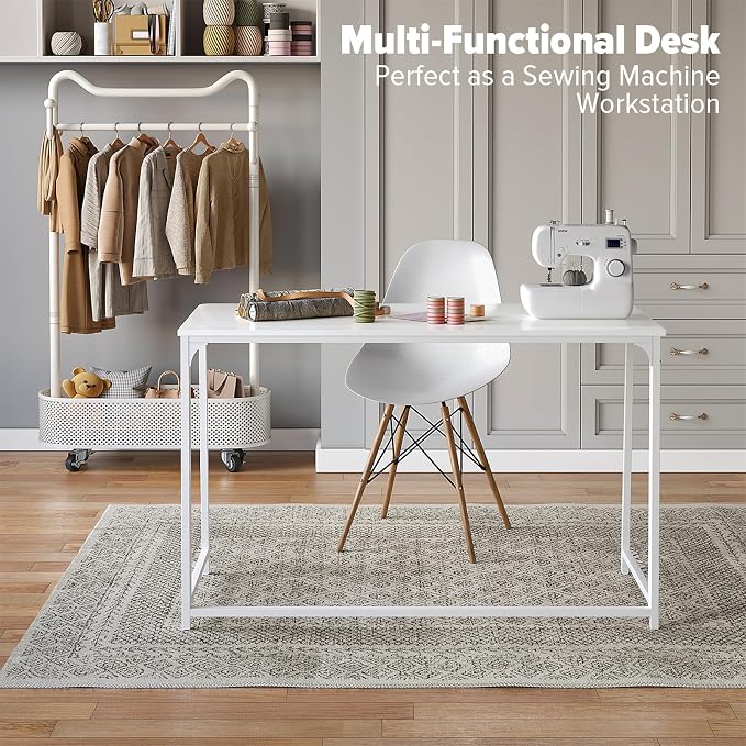 WOHOMO Folding Desk, 47.2" Foldable Computer Desk for Bedroom, Space Saving Computer Table Writing Workstation for Home Office, Easy Assembly, White | Easy Assembly and Fold, Sturdy Home office desks for Study Bedroom Dorm Space Saving Writing Work Apa... - Image 7