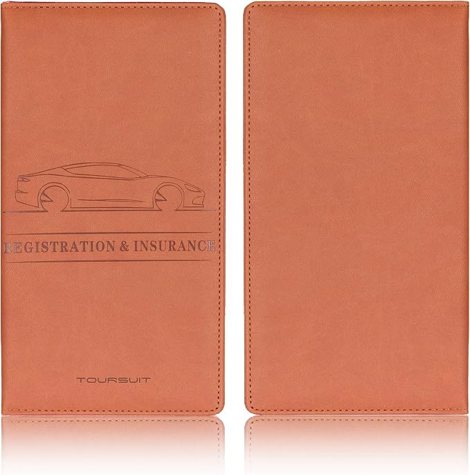 TOURSUIT Car Registration & Insurance Card Holder, Brown | Vehicle License Document Organizer, Glove Box Compartment, Interior Car Accessories, For Women Men - Image 3