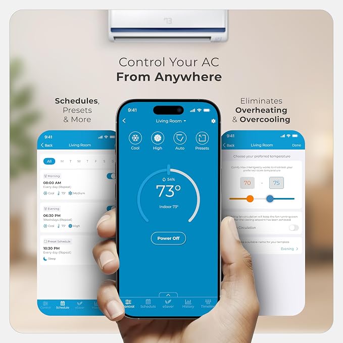 Breez Max Smart AC Controller | AHR Product of the Year WiFi Thermostat for Mini-Split, Window, Portable AC/Heat Pump | AI-Based Tech | Free App, No Subscription | Alexa, Google, IFTTT etc. (White) - Image 5
