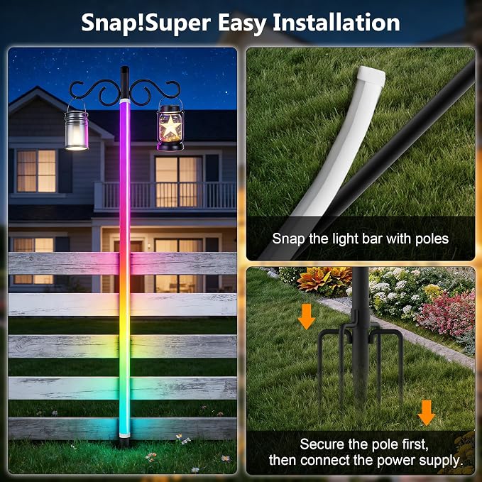 AILBTON 2-Pack 6.6FT RGB+IC Neon Ambient Light for Poles,Outdoor Clip-on Chasing Effect Lighting, Waterproof Neon Atmosphere Lights for Patio Outdoor Living Camping Party - Image 3