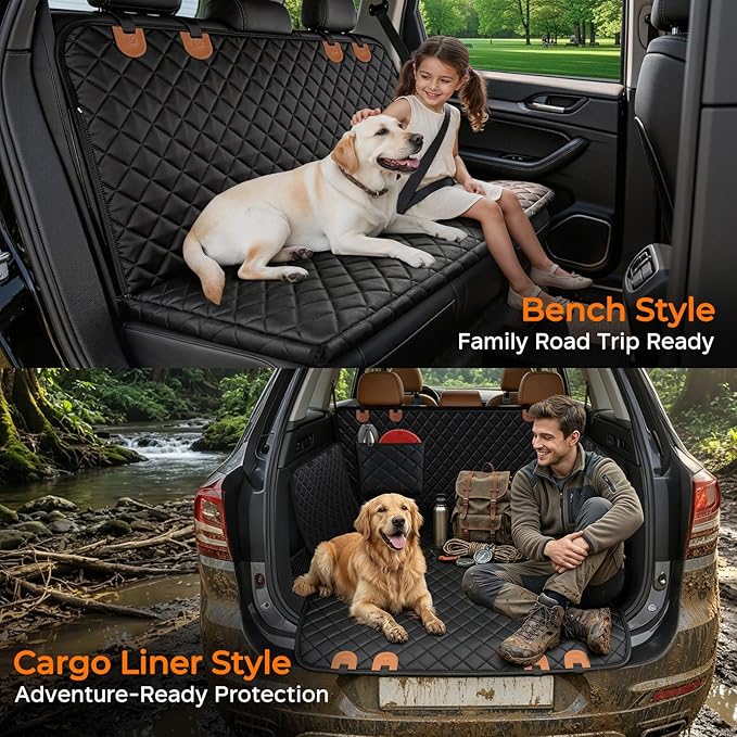 URPOWER Dog Car Seat Cover for Pets 100% Waterproof Seat Cover Hammock 600D Heavy Duty Scratch Proof Nonslip Durable Soft Back Seat Covers for Full Size Trucks - Image 5