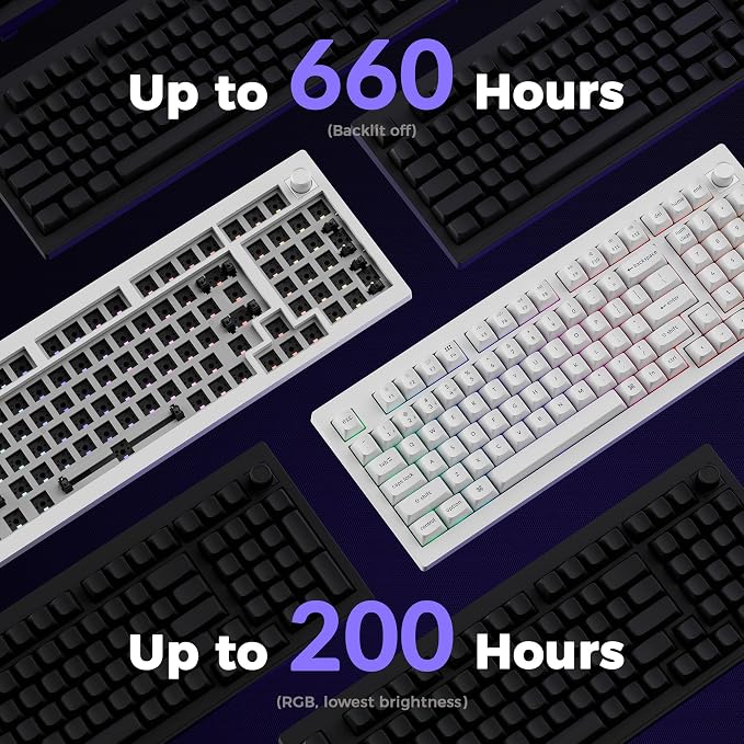 Keychron V5 Ultra 96% Wireless Mechanical Keyboard with 8000Hz Polling Rate & NKRO, Hot-Swappable RGB, Banana Switches, 97 Keys, 2.4GHz/Bluetooth/Wired, OSA PBT Keycaps, for Mac/Win/Linux - White - Image 6