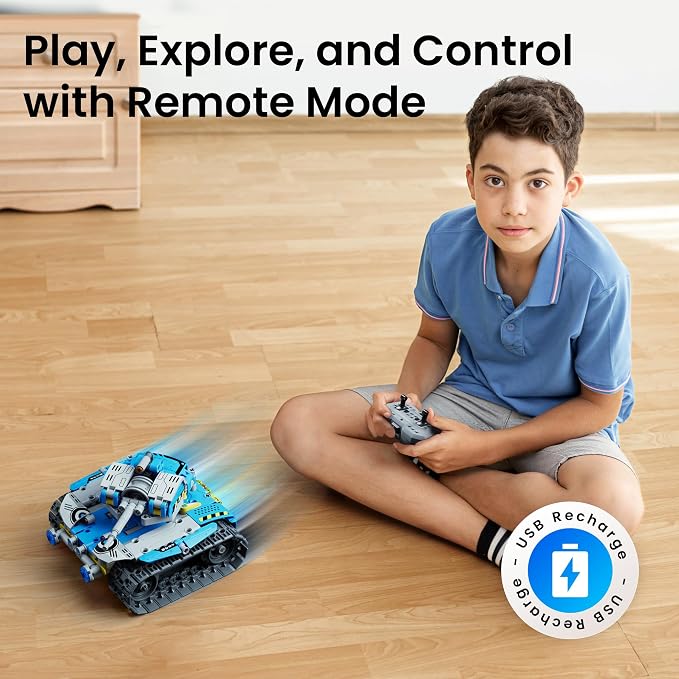Sillbird Building Robot Kit with Remote Control STEM Gift for Boys Age 8-12 | Coding Robotic Toys, Educational Birthday Presents, App-Controlled, Build 5in1 Models, Rechargeable Blue Bot Set, 488 Pieces - Image 3