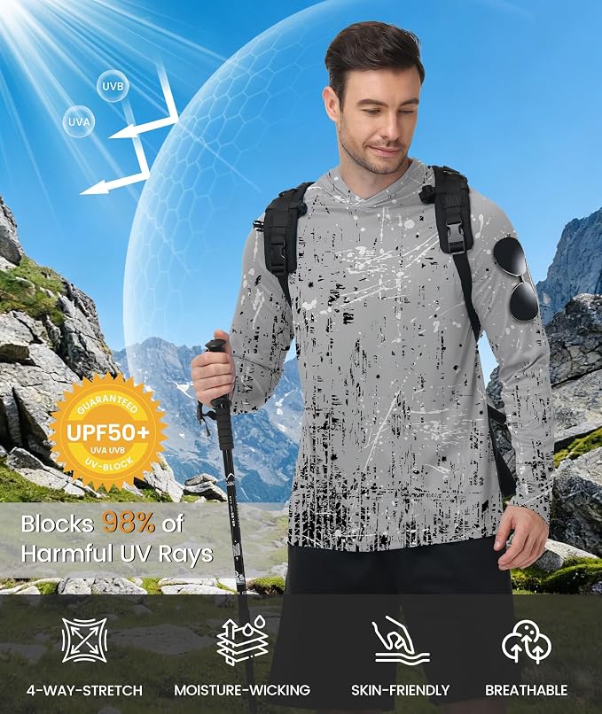 ZITY Men's Sun Protection Shirts Long Sleeve Rash Guard Hoodie UV UPF 50+ Fishing Running Athletic Sweatshirts - Image 2