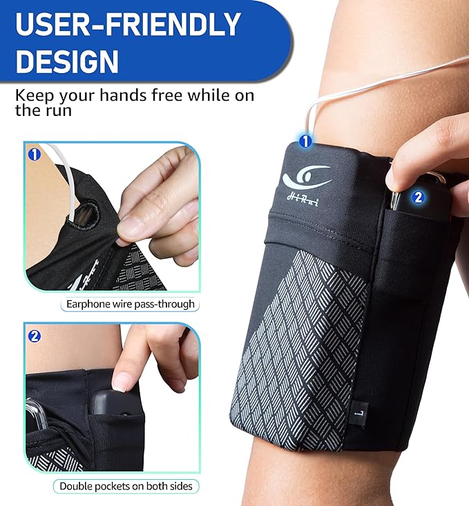 HiRui Universal Sports Armband Cell Phone Armband Sleeves Running Armband for Exercise Workout, Compatible with iPhone 17/17Plus/Pro/16/15/15Plus/14 Samsung Galaxy All Phones (Small, Black) - Image 4