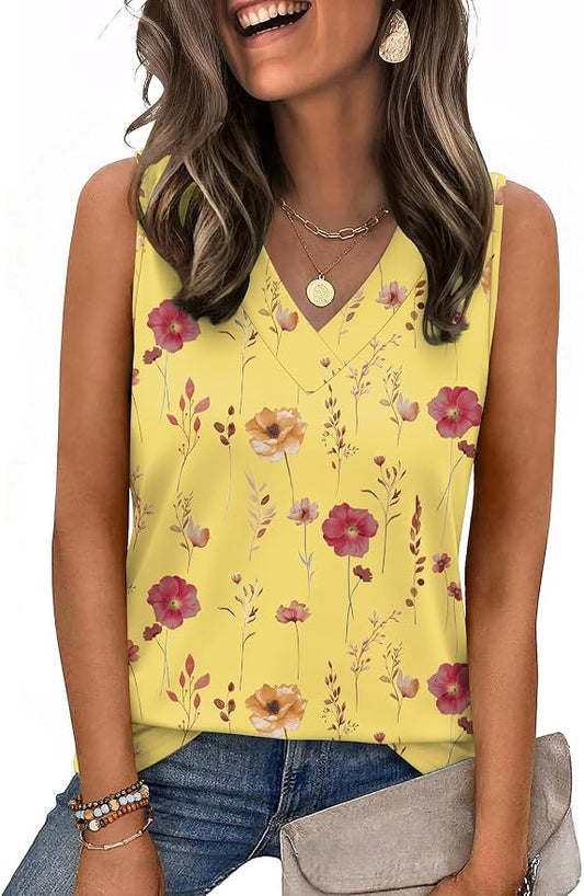 Zeagoo Tank Top for Women V Neck Loose Fit Sleeveless Summer Tops Business Casual Outfits Dressy Blouses Shirts by Zeagoo
