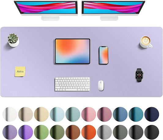 Aothia Faux Leather Desk Mat - Non-Slip PU Leather Desk Blotter, Waterproof Writing Surface, Large Desk Pad for Office & Home (Lavender, 55" x 24") by AothiaSimpleNaturalUnique