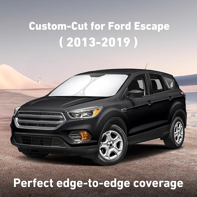 EcoNour Windshield Sunshade Compatible for Ford Escape 2013-2017 2018 2019, Sun Visor for Front Windshield & Window Sun Shade Cover, UV Heat Blocker & Protector, Car Accessories - Image 2