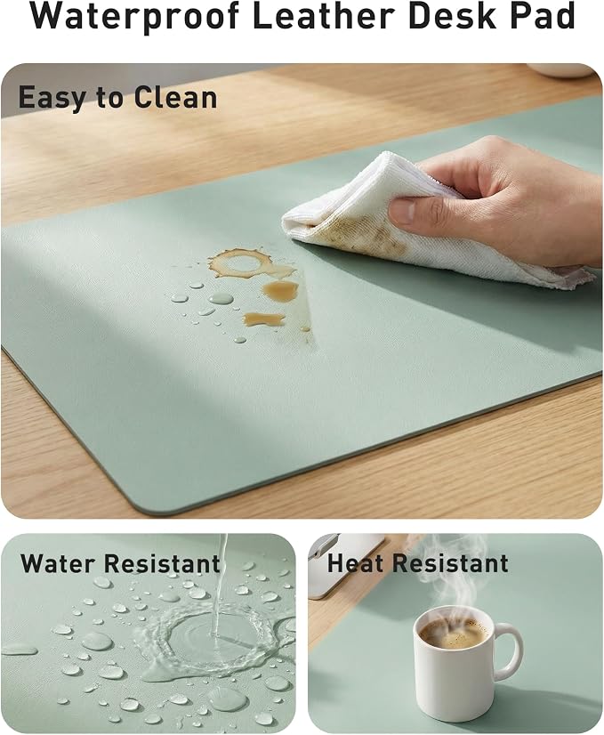 Aothia Faux Leather Desk Mat - Large Mouse Pad, Non-Slip PU Leather Blotter, Waterproof Writing Surface for Office and Home (Light Blue, 40" x 24") - Image 7